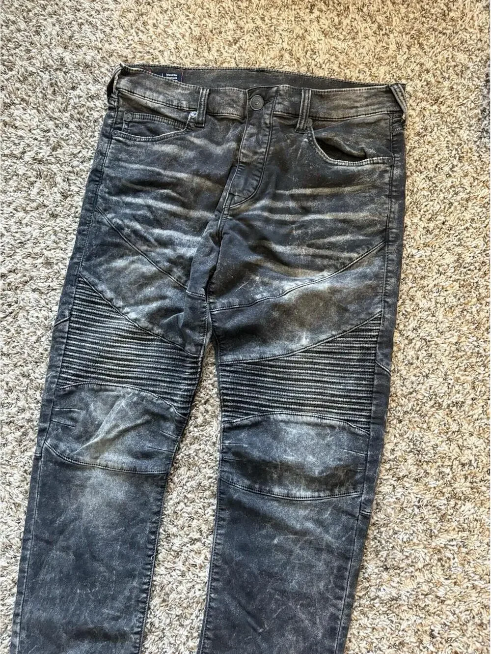 True Religion Geno Relaxed Slim Moto Jeans Gray Black Men's Size 32x33 Vintage